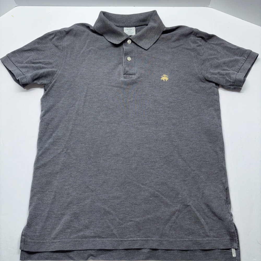 Brooks Brothers Slim Fit Polo Shirt Gray Mens•M Embroidered Cotton ShortSleeve